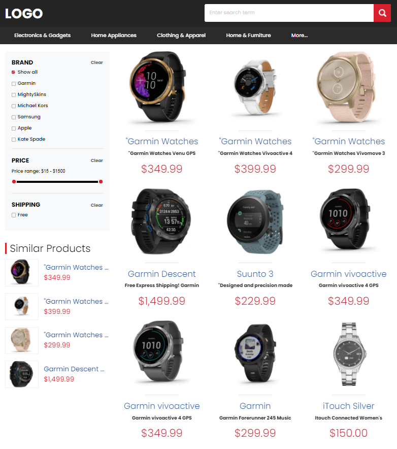 Product Shopping Website 1