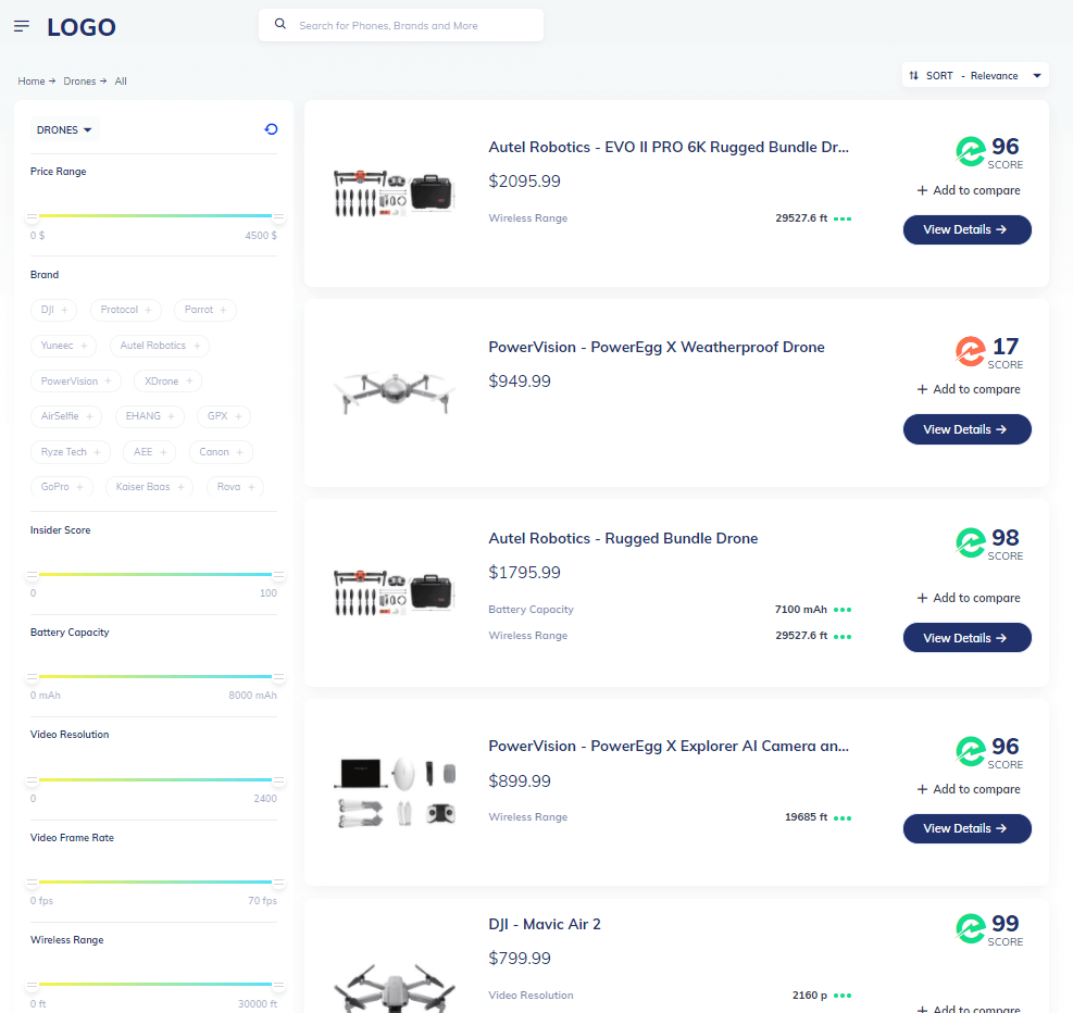 Product Comparison Site