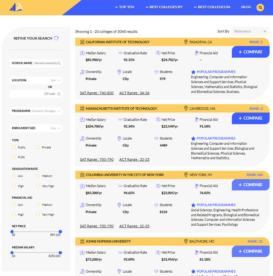 College Compare Site 2