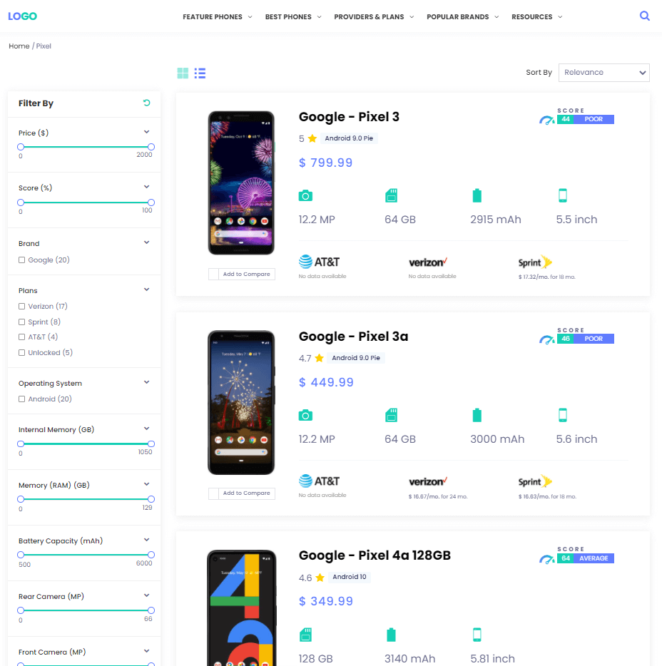 Cellphones Compare Site